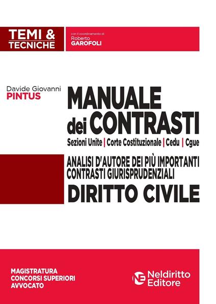 Manuale dei contrasti. Diritto civile: Sezioni Unite, Corte Costituzionale, CEDU, CGUE - Davide Giovanni Pintus - copertina