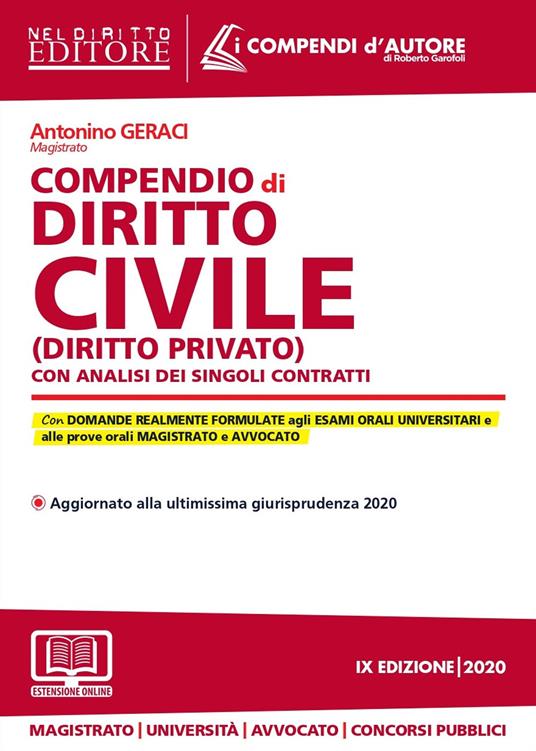 Compendio di diritto civile (diritto privato) con analisi dei singoli contratti. Con espansione online - Antonino Geraci - copertina