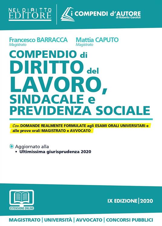 Compendio di diritto del lavoro, sindacale e della previdenza sociale. Con aggiornamento online - Francesco Barracca,Mattia Caputo - copertina
