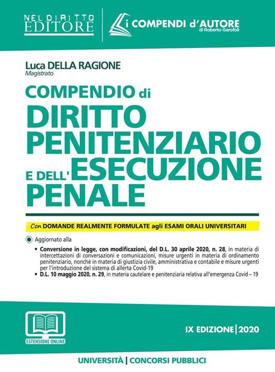 Compendio di diritto penitenziario e dell'esecuzione penale - Luca Della Ragione - copertina