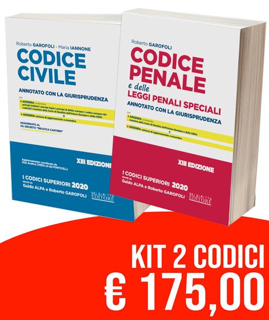 Kit Codici Esame Avvocato 2020: Codice civile-Codice penale annotati con la giurisprudenza - Roberto Garofoli,Maria Iannone - copertina