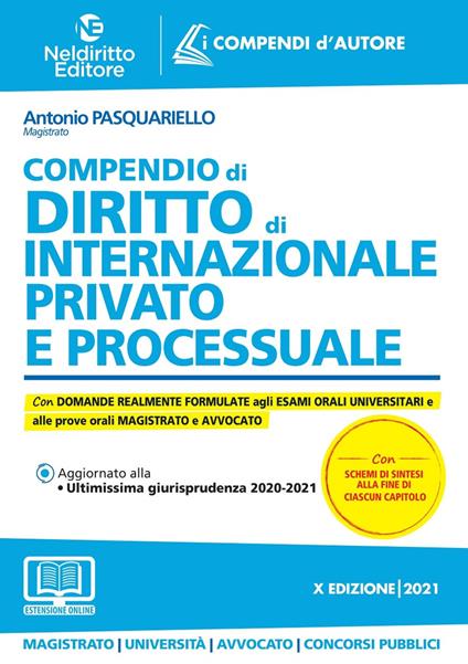 Compendio di diritto internazionale privato e processuale. Nuova ediz. Con aggiornamento online - Antonio Pasquariello - copertina