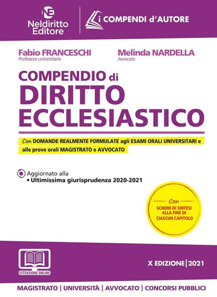 Compendio di diritto ecclesiastico 2021 - Fabio Franceschi,Melinda Nardella - copertina