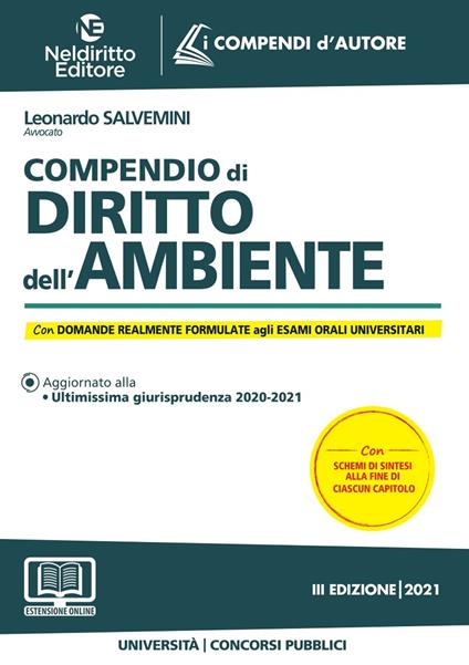 Compendio di diritto dell'ambiente. Nuova ediz. - Leonardo Salvemini - copertina