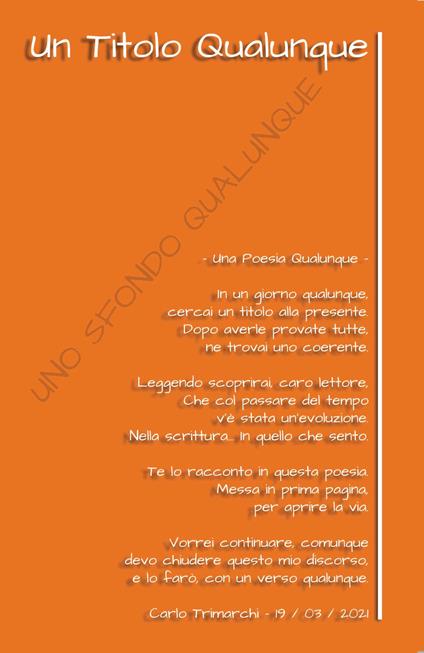 Un titolo qualunque - Carlo Trimarchi - copertina
