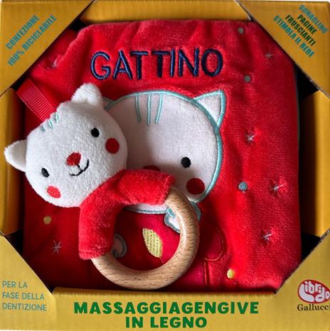 Gattino. Libri di stoffa con massaggiagengive in legno. Ediz. a colori. Con gadget - copertina