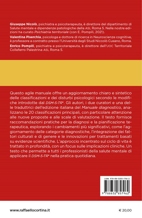 Dsm-5-tr l'essenziale. Guida alla nuova edizione del Manuale diagnostico e statistico dei disturbi mentali - Giuseppe Nicolò,Valentina Piserchia,Enrico Pompili - 2