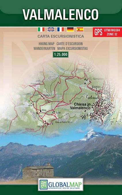 Valmalenco. Carta escursionistica 1:25.000 (cm 100x68). Ediz. italiana, inglese, francese, tedesca e spagnola - copertina