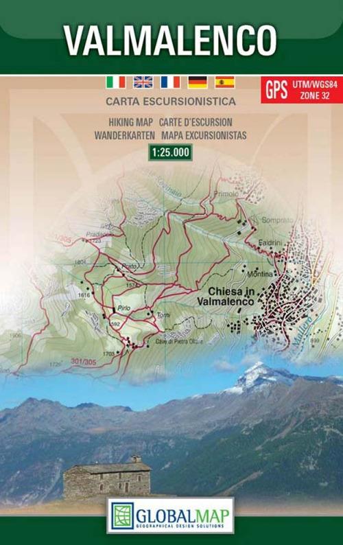 Valmalenco. Carta escursionistica 1:25.000 (cm 100x68). Ediz. italiana, inglese, francese, tedesca e spagnola - copertina