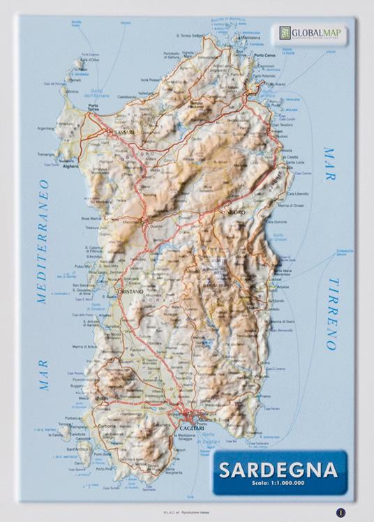 Sardegna 1:1.000.000 (carta in rilievo da banco cm 31,2x22,55) - copertina
