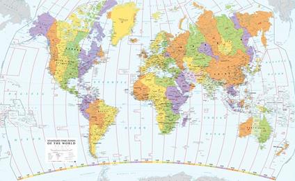 Time zones of the world. Scala 1:30.000.000 (carta murale stesa cm 137 x 86) - copertina