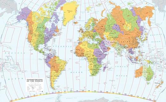Time zones of the world. Scala 1:30.000.000 (carta murale plastificata stesa con aste cm 121x87) - copertina