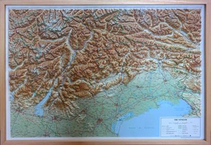 Tre Venezie. 1:350.000 (carta in rilievo con cornice) - copertina