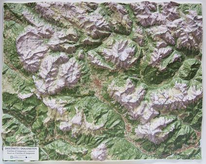 Dolomiti. Cortina D'Ampezzo e dintorni. 1:50.000 (carta in rilievo senza cornice) - copertina