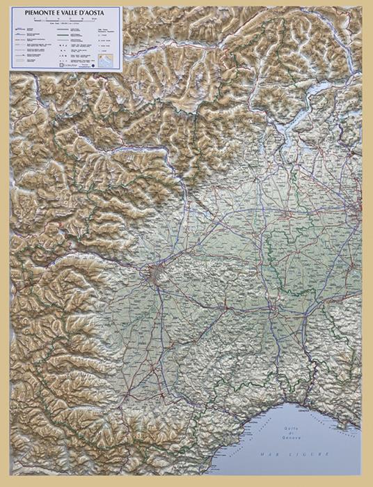 Piemonte e Valle d'Aosta 1:350.000 (carta in rilievo con cornice) - copertina