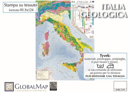 Italia geologica stampa su tessuto tyvek. Italia geologica formato stampata su tessuto tyvek formato cm. 93,5 x 124 - copertina