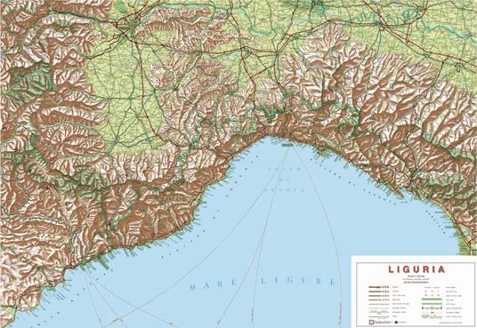 Liguria 1:350.000 (carta in rilievo senza cornice) - copertina