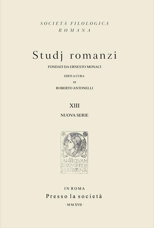 Studj romanzi. Nuova serie. Vol. 13 - copertina