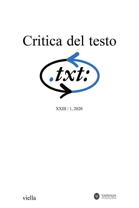Critica del testo (2020). Vol. 23\1 - copertina