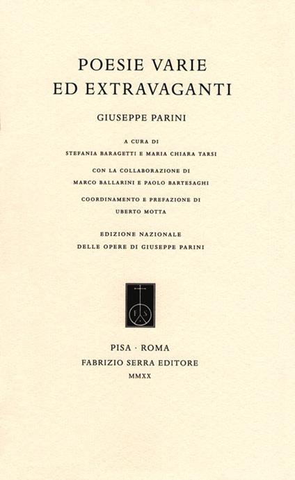 Poesie varie ed extravaganti. Ediz. critica - Giuseppe Parini - copertina