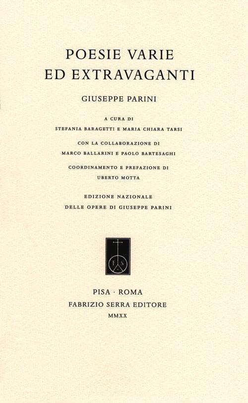 Poesie varie ed extravaganti. Ediz. critica - Giuseppe Parini - copertina