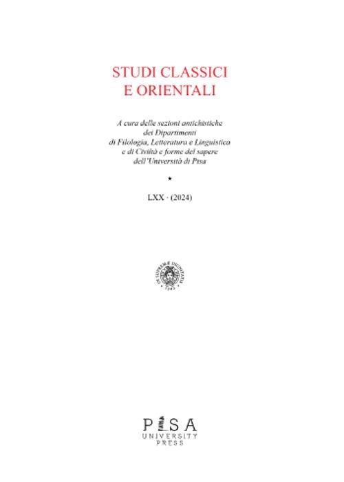 Studi classici orientali (2024). Vol. 70 - copertina