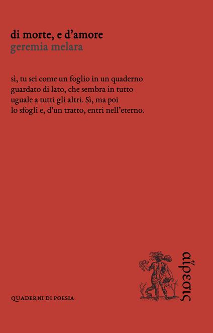 Di morte, e d'amore - Geremia Melara - copertina