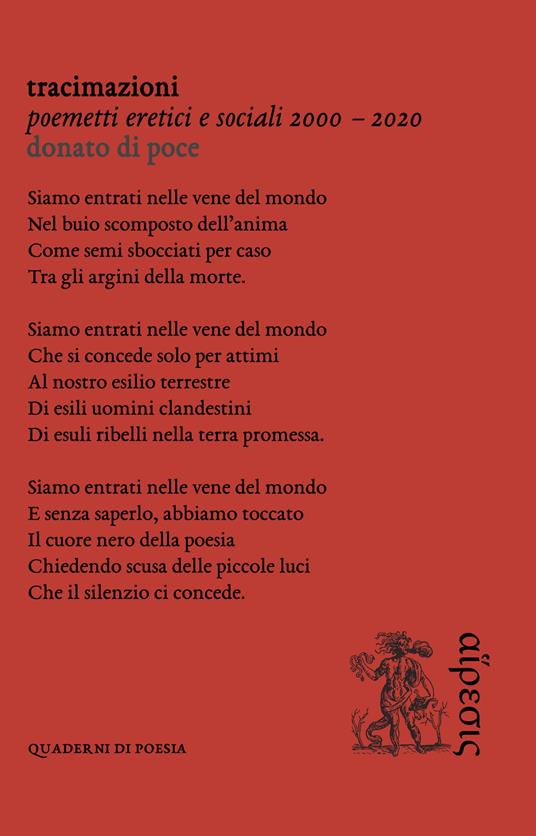 Tracimazioni. Poemetti eretici e sociali 2000-2020 - Donato Di Poce - copertina