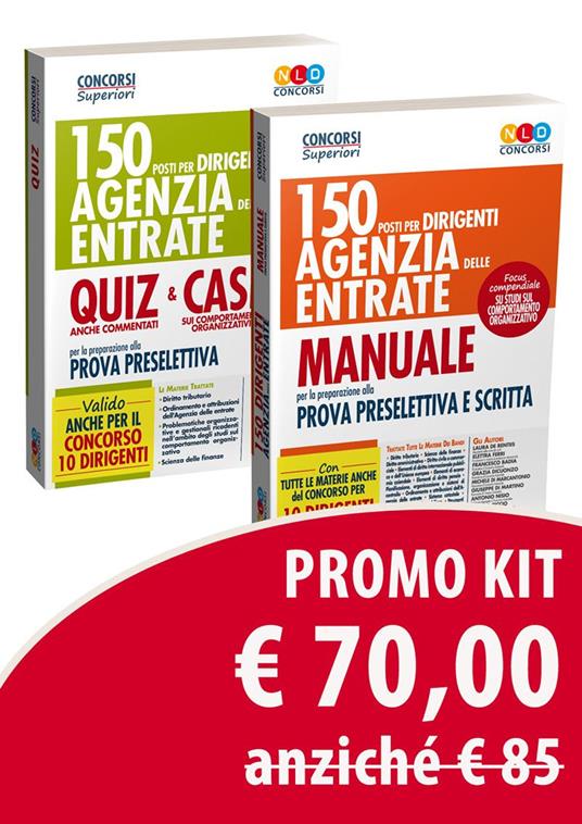 150 posti per dirigenti agenzia delle entrate. Kit completo. Manuale e Quiz - copertina