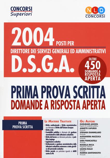Concorso 2004 DSGA. Manuale per la prima prova scritta con quesiti a risposta aperta - copertina