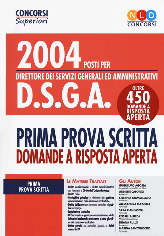 Concorso 2004 DSGA. Manuale per la prima prova scritta con quesiti a risposta aperta - copertina