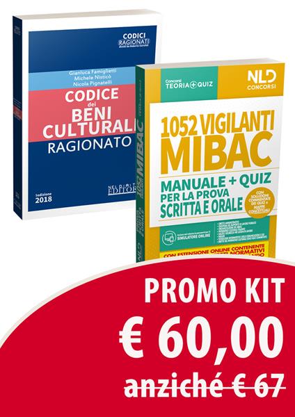 Kit: 1052 vigilanti MIBAC. Manuale e quiz per la prova preselettiva-Codice dei beni culturali ragionato - Gianluca Famiglietti,Michele Nisticò,Nicola Pignatelli - copertina
