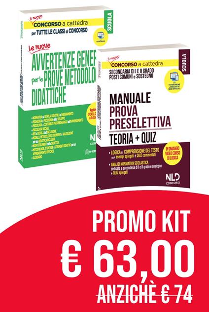 Concorso Scuola 2020 kit: le avvertenze generali per tutte le classi di concorso-Concorso ordinario scuola secondaria di I e II grado su posto comune e di sostegno. Manuale prova preselettiva. Teoria + quiz - Alessandro Barca,Mariella Tripaldi,Federica Gaia Corbetta - copertina