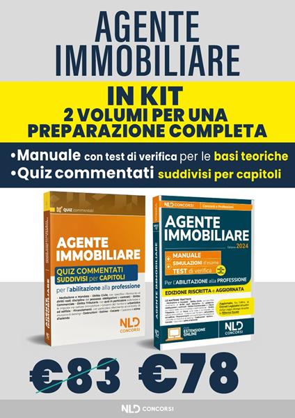 Kit Agente Immobiliare. Manuale + quiz commentati suddivisi capitolo per capitolo. Per l'abilitazione alla professione. Con espansione online - copertina