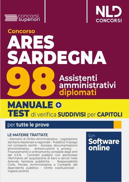 ARES Sardegna. Concorso per 98 assistenti amministrativi 2024. Con software di simulazione - copertina