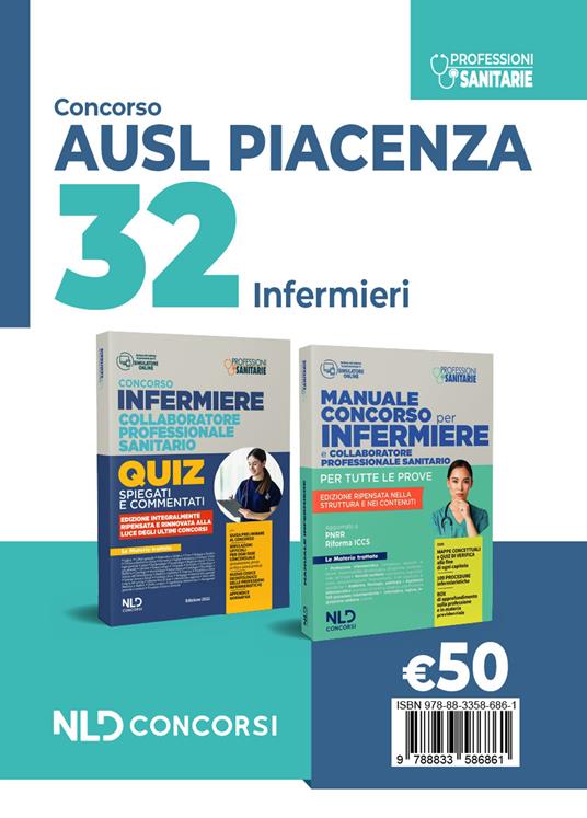 Kit concorso 32 infermieri AUSL Piacenza 2024: Manuale + Quiz. Nuova ediz. - copertina