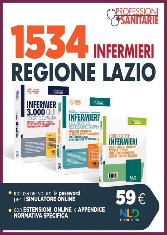 Kit concorso 1534 Infermieri Regione Lazio: manuale + quiz + appendice con quesiti ufficiali - copertina
