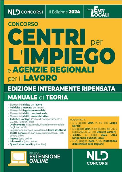 Manuale per i concorsi nei Centri per l'impiego e Agenzie Regionali per il Lavoro. Con espansione online - copertina