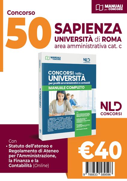 Concorso Università Sapienza di Roma. Concorso 50 posti area amministrativa. Nuova ediz. - copertina