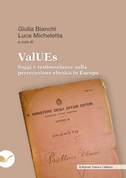ValUEs. Saggi e testimonianze sulla persecuzione ebraica in Europa - copertina