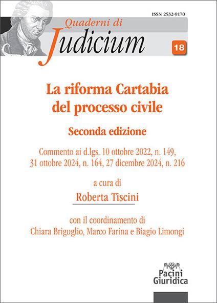La riforma Cartabia del processo civile. Commento ai d.lgs. 10 ottobre 2022, n. 149, 31 ottobre 2024, n. 164, 27 dicembre 2024, n. 216 - copertina