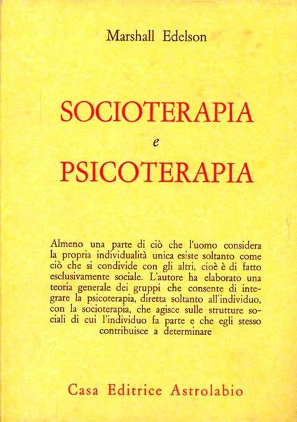 Socioterapia e psicoterapia - Marshall Edelson - copertina