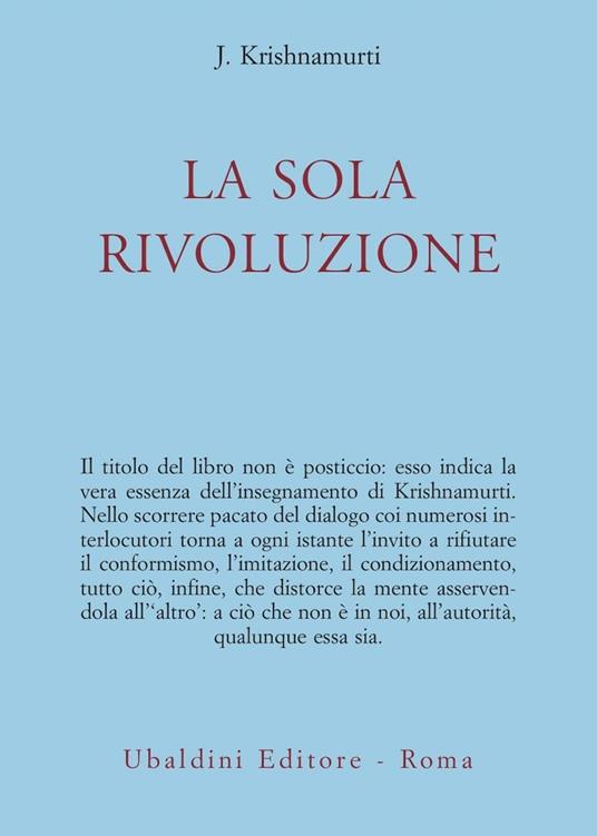 La sola rivoluzione - Jiddu Krishnamurti - copertina