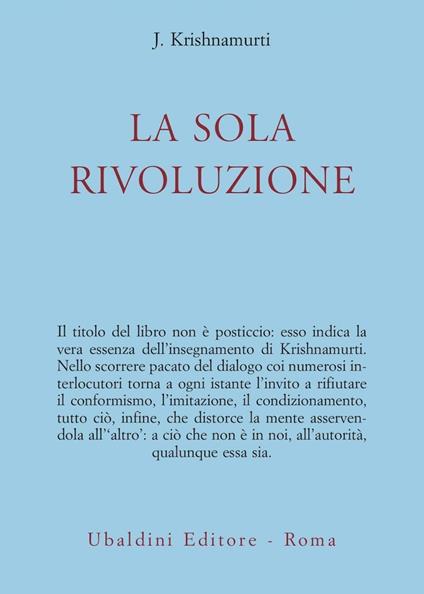 La sola rivoluzione - Jiddu Krishnamurti - copertina