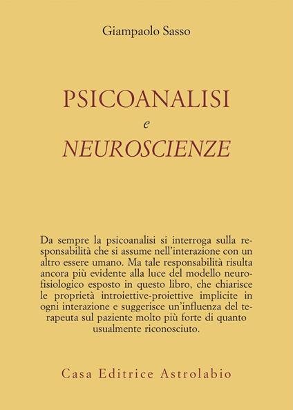 Psicoanalisi e neuroscienze - Gianpaolo Sasso - copertina