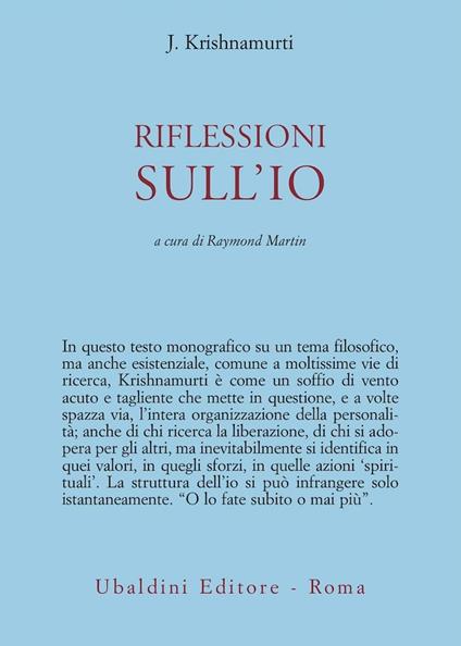 Riflessioni sull'io - Jiddu Krishnamurti - copertina