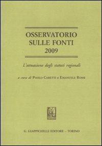 Osservatorio sulle fonti 2009. L'attuazione degli statuti regionali - copertina