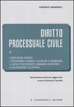 Diritto processuale civile. Vol. 4: L'esecuzione forzata-I procedimenti sommari, cautelari e possessori-Il nuovo procedimento sommario cognitorio-La giurisdizione volontaria.
