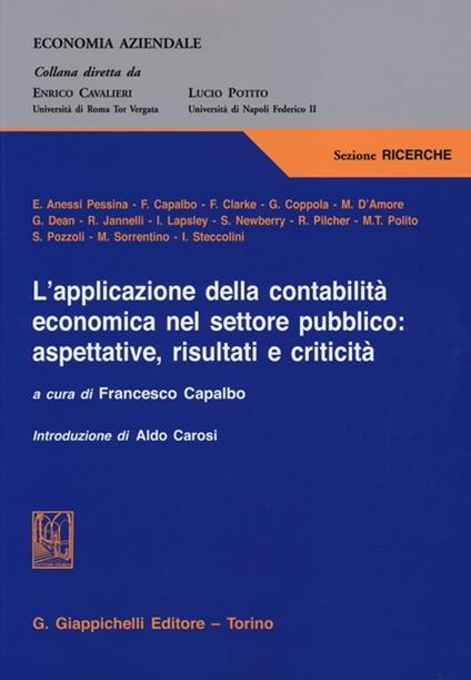 L'applicazione della contabilità economica nel settore pubblico: aspettative, risultati e criticità - copertina