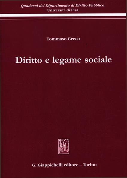 Diritto e legame sociale - Tommaso Greco - copertina